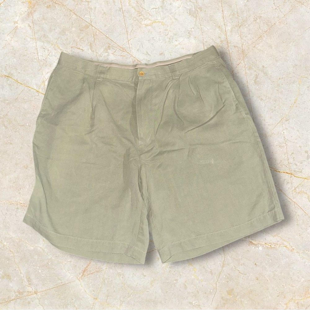 Tommy Bahama Shorts Adult 36 Olive Pleated Mens Casual Marlin Relax‎ Silk Chino